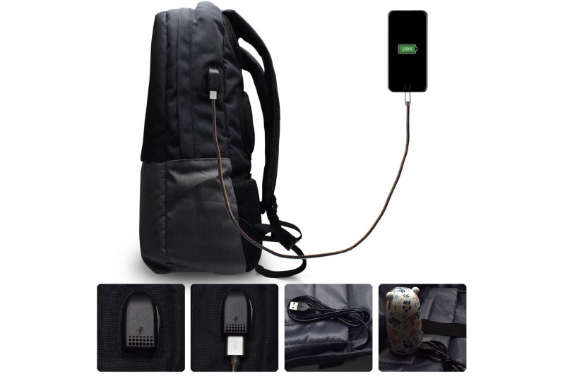 Sac à dos portable Ewent EW2529 jusqu'à 17 - Port de charge USB-Étanche-Noir Sac à dos portable Ewent EW2529 jusqu'à 17 - Port de charge USB-Étanche-Noir