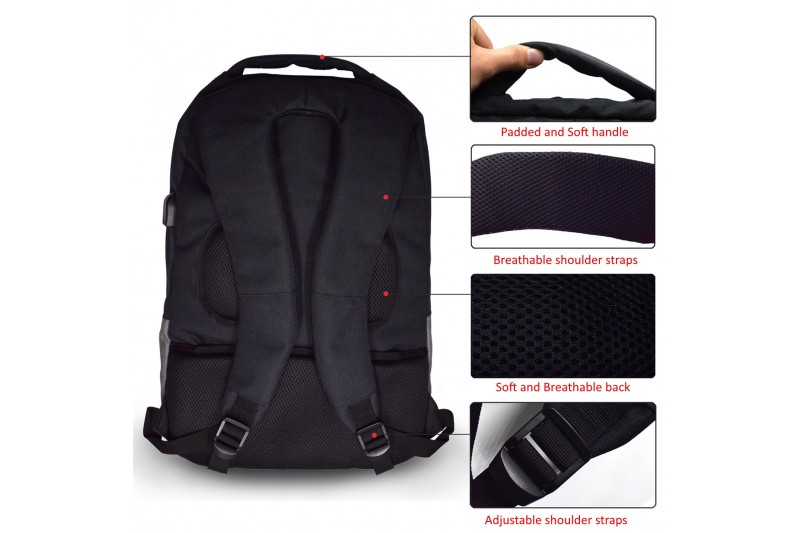 Sac à dos portable Ewent EW2529 jusqu'à 17 - Port de charge USB-Étanche-Noir Sac à dos portable Ewent EW2529 jusqu'à 17 - Port de charge USB-Étanche-Noir