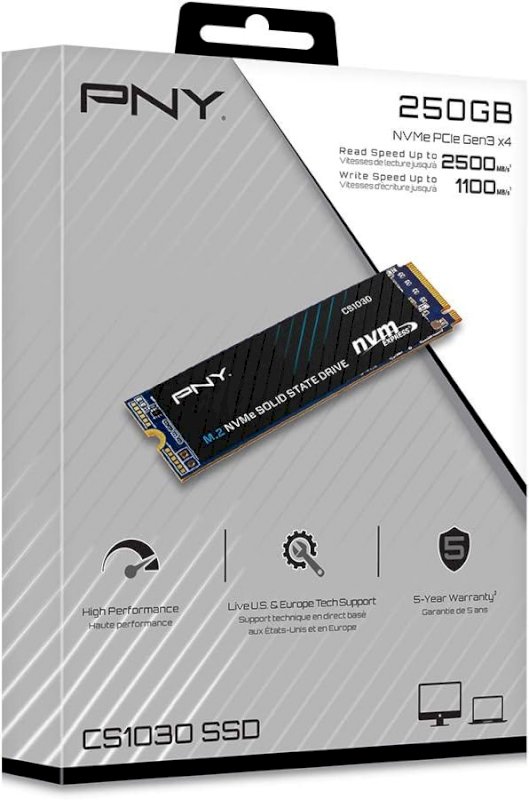 PNY SSD M.2 NVMe CS1030 Gen 3.0 (250Go) * M280CS1030-250-RB *
