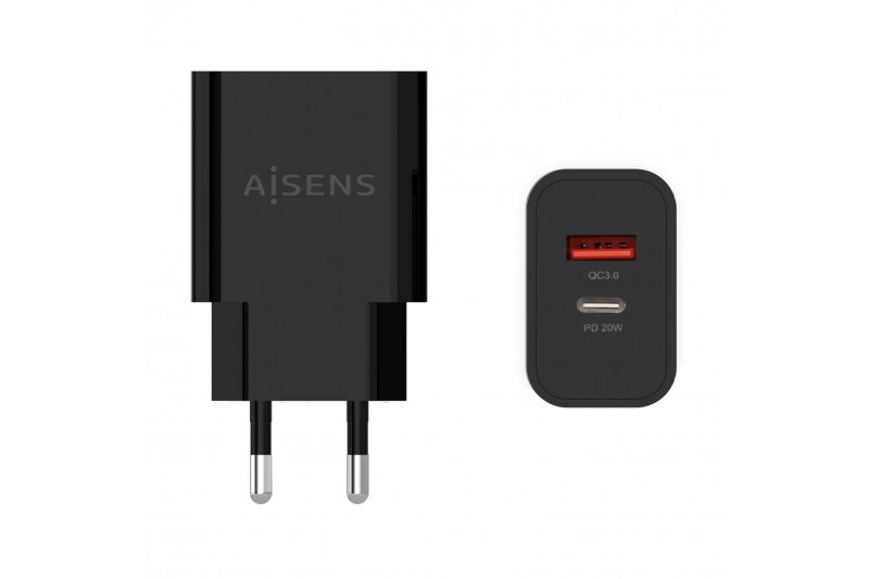 Chargeur double Aisens 20W - 1xUSB-C - 1xUSB-A - Noir *A110-0682*