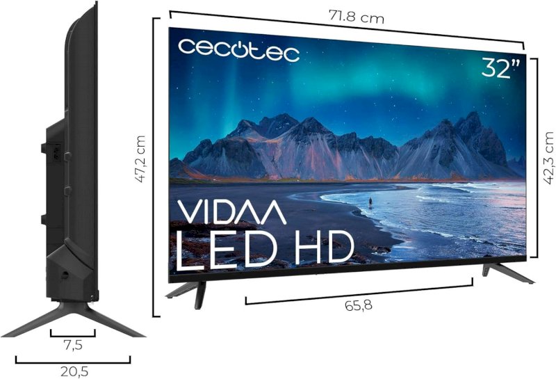 CECOTEC TV LED 32 - A5 series ALH50032 Smart TV VIDAA Noir