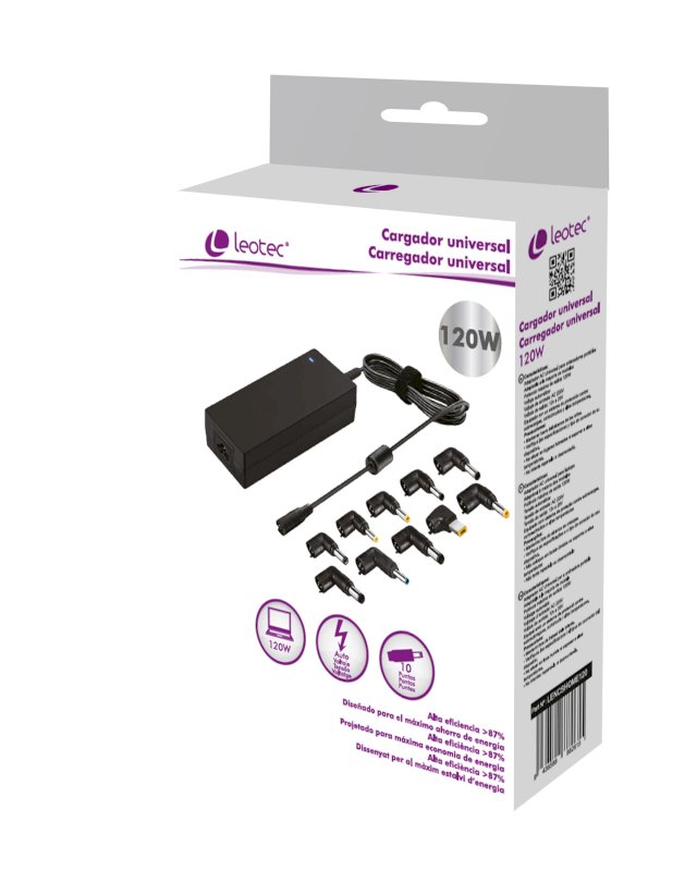 Chargeur universel Notebook LEOTEC 120W + 10 Embouts * LENCSHOME120 *