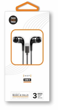 TechOneTech ear Tech Hop Écouteurs USB-C Micro intégré 1.20m Noir *TEC1305*