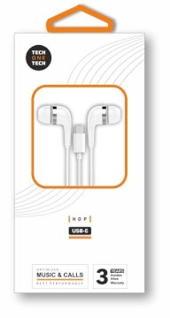TechOneTech ear Tech Hop Écouteurs USB-C Micro intégré 1.20m Blanc *TEC1304*