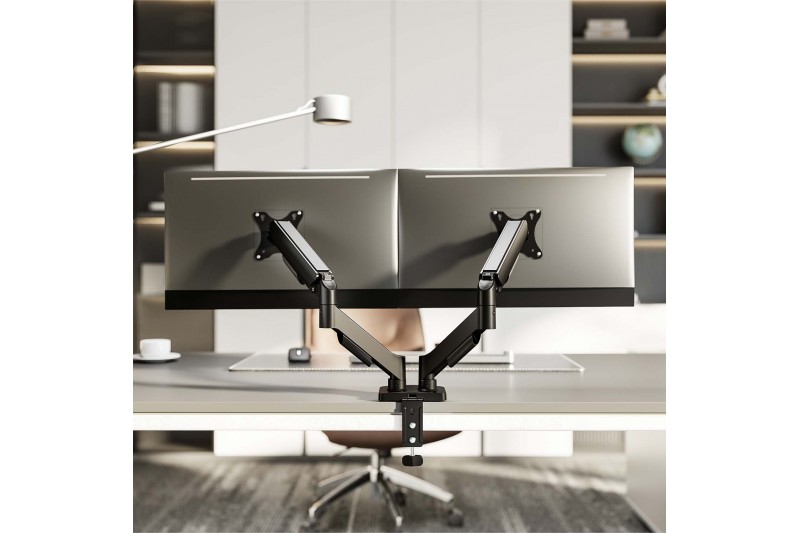 Support de table Aisens Double écran à Pince 17-32 - Noir DT32TSR-357