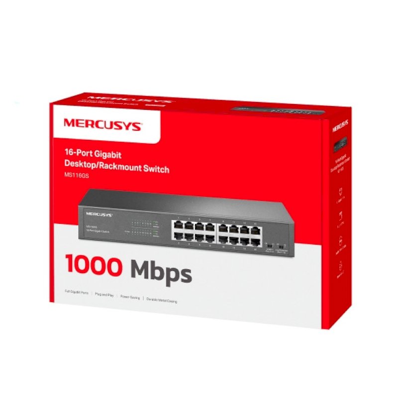 Mercusys MS116GS Switch 16 ports Gigabit RJ45 10/100/1000Mbps *MS116GS* Mercusys MS116GS Switch 16 ports Gigabit RJ45 10/100/1000Mbps *MS116GS*