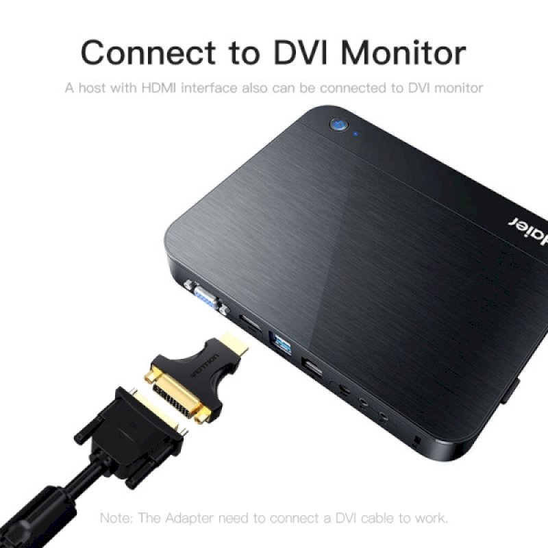 Adaptateur HDMI / DVI - Plaqué Or - Double direction - Noir * Vention AIKB0 *