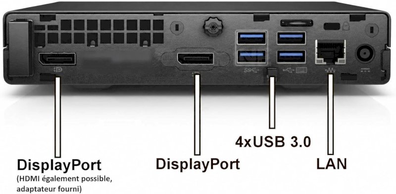 HP Mini-PC Intel 4400T 2×2,90 GHz - 8Go DDR4 - SSD 128Go NVME - USB3 - W11Pro HP Mini-PC Intel 4400T 2×2,90 GHz - 8Go DDR4 - SSD 128Go NVME - USB3 - W11Pro