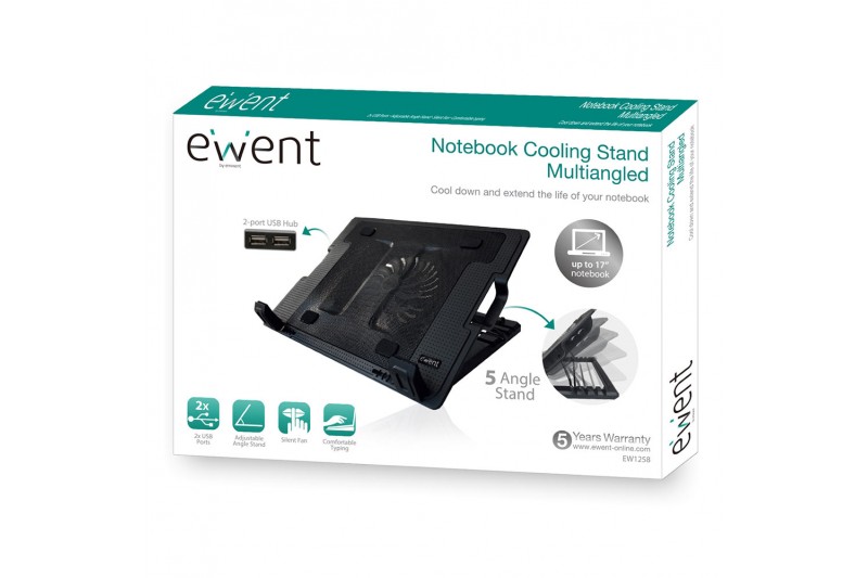 EWENT EW1258 Support pour ordinateur portable 17avec système de refroidissement