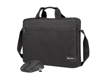 Natec Wallaroo 2 sacoche 15.6 + Souris sans fil ergonomique - Noir *NTO-2051*