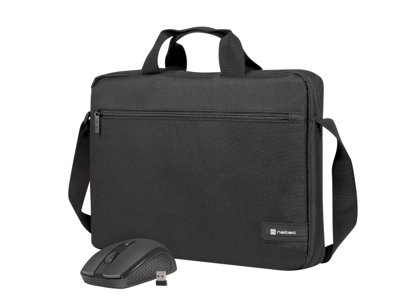Natec Wallaroo 2 sacoche 15.6 + Souris sans fil ergonomique - Noir *NTO-2051*