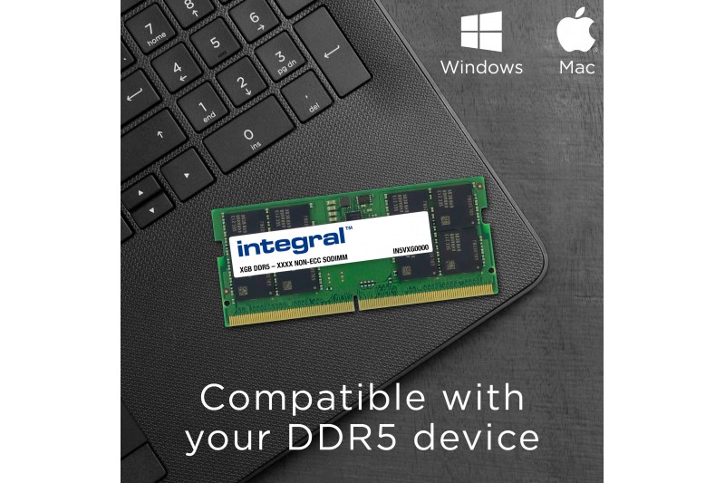 Mémoire Integral RAM DDR 5 4800 16GoSODIMM * Integral IN5V16GNHRBX *