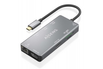 Aisens Dock 9 en 1 USB-C 3.0 Hub 2xUSB-A 3.0, HDMI RJ45 PD100W *ASUC-9P018-GR*
