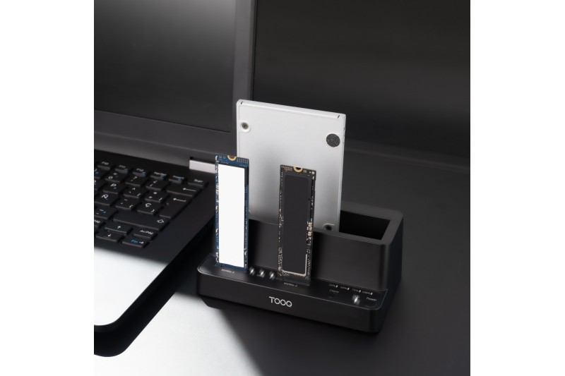 Station de clonage USb-c 3.2 2 x M.2 NVMe , 2.5 et 3.5 * Tooq TQDS-502B *