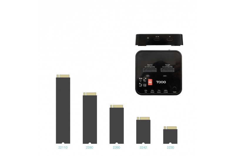 Station de clonage USb-c 3.2 2 x M.2 NVMe et M.2 SATA * Tooq TQDS-201B *