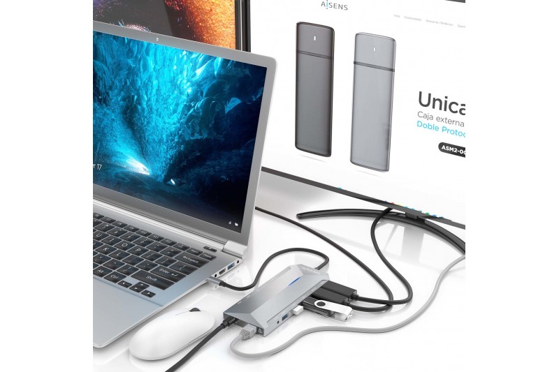 Aisens Dock 12 en 1 USB-C 3.0 Hub 3xUSB-A 3.0,2 HDMI RJ45 PD100W *ASUC-12P005-G* Aisens Dock 12 en 1 USB-C 3.0 Hub 3xUSB-A 3.0,2 HDMI RJ45 PD100W *ASUC-12P005-G*