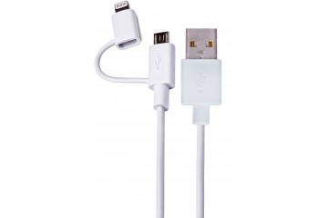 Cable USB - Lightning + micro USB boite Blanc  cable 1M * DCU 34101200 *