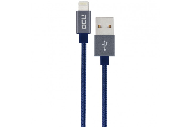 Cable USB - Lightning ( Iphone 5 et 6 ) boite bleu  alu cable 2M* DCU 34101250 *