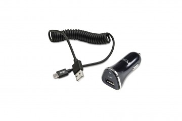 Chargeur pour voiture USB 2,4A + Câble Micro USB spirale 1,5m * DCU 36100505 *