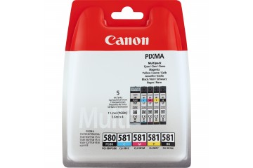 Canon PGI-580 PGBK/CLI-581 CMYBK Multipack - Pack de 5 - noir, jaune, cyan, mage