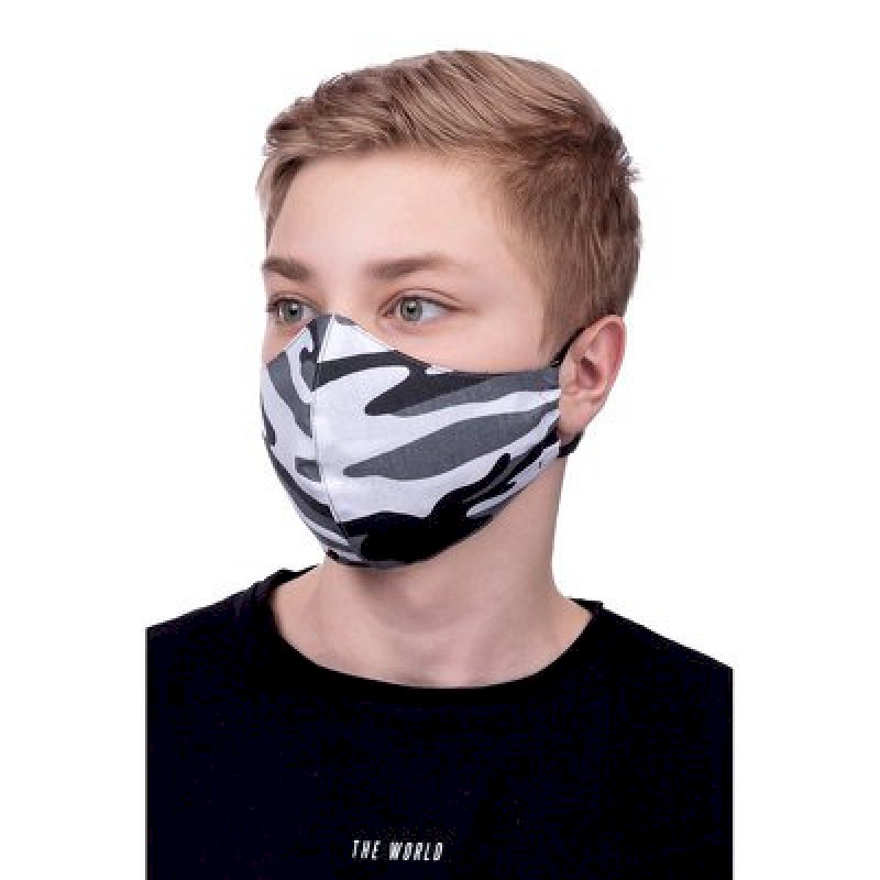 Masque de Protection profilé 100% Coton Enfant 3 à 12 ans motif Camouflage