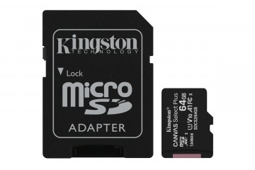 Carte Mémoire micro SD 64Go Canvas select plus +adapt SD* Kingston  SDCS2/64GB *