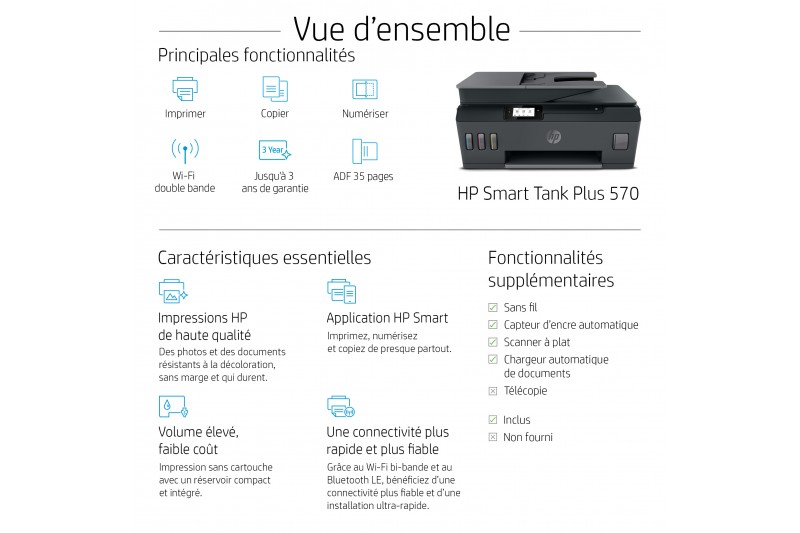 HP Smart Tank Plus 570 Wireless All-in-One- imprimante multifonctions - couleur