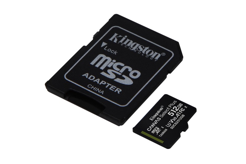 Carte Mémoire micro SD 512Go Canvas select plus+adapt SD* Kingston  SDCS2/512GB*
