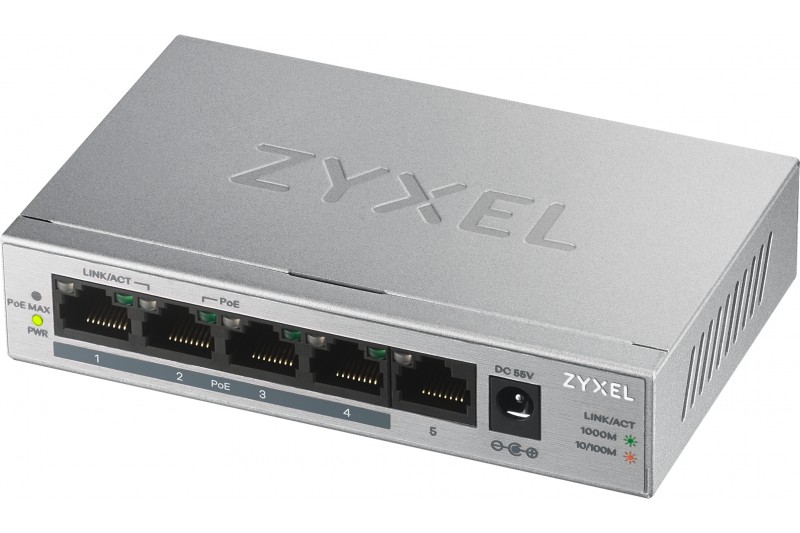 Zyxel GS1005HP Switch 5 ports GIGA dont 4 ports POE+ Zyxel GS1005HP Switch 5 ports GIGA dont 4 ports POE+